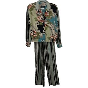 Carol Little Size 6 VTG Two Piece Set Boho Lagenlook Art to Wear Eclectic Floral